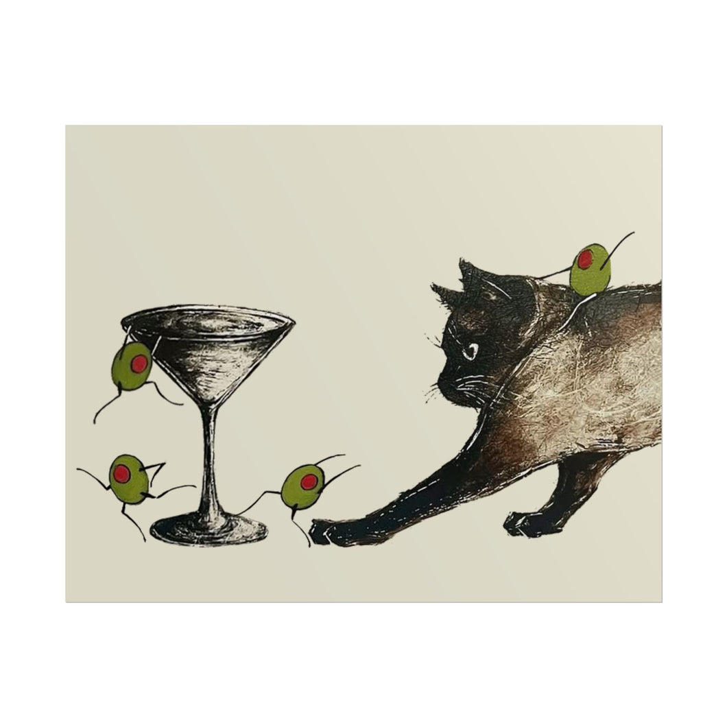 A Game of Cat and Olive Print